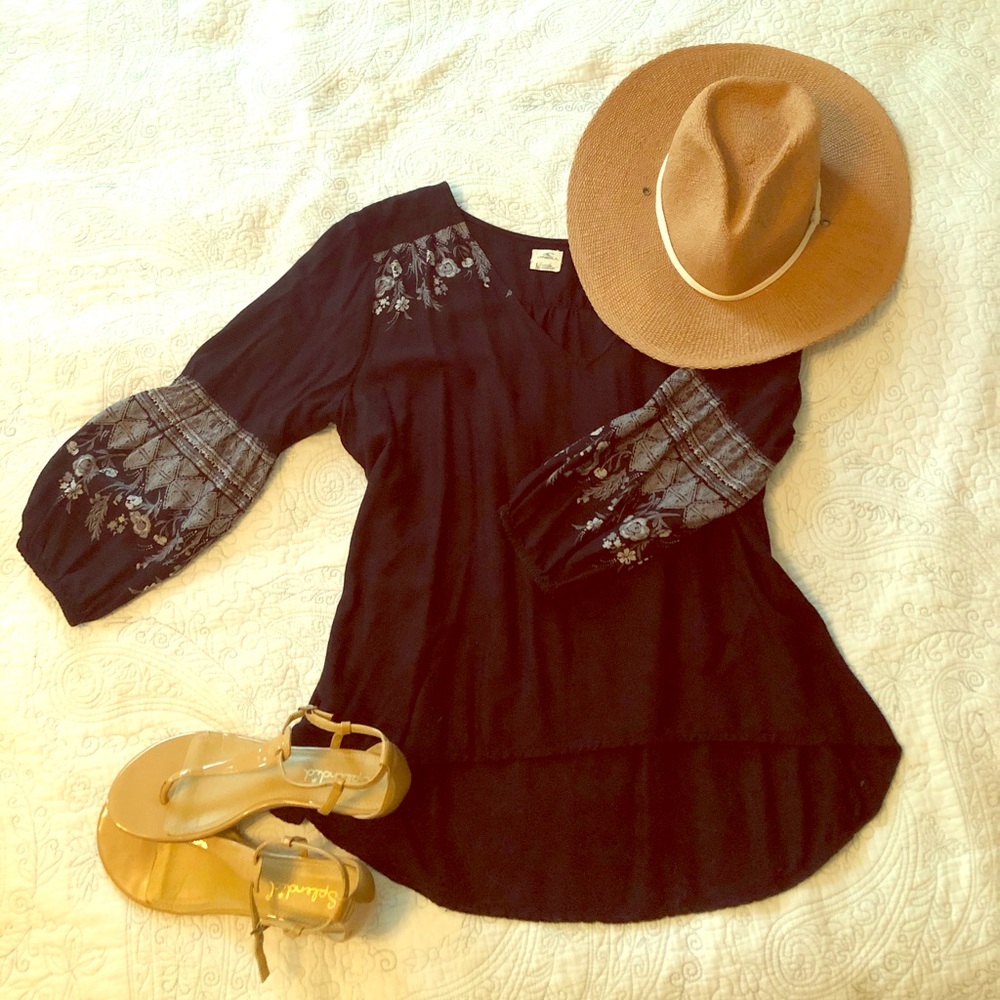 O’Neill Hi Lo Bell Sleeve Boho Top L